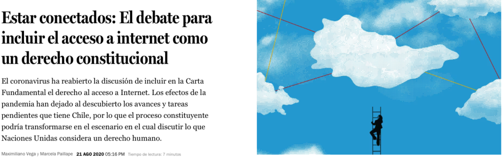 Nota La Tercera sobre debate para incluir acceso a internet como un derecho en NC. Realidad digital.